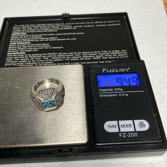 925 NF Thailand Sterling Silver Ring Blue Stone Size 6.75 Chunky Cocktail  9.49g - Picture 9 of 13